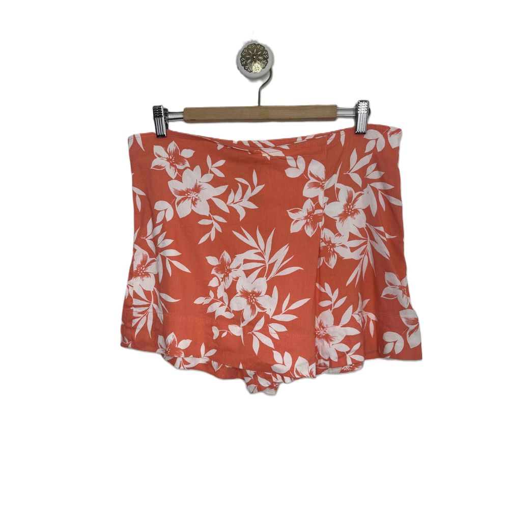 Tommy Bahama Coral and White Floral Wrap-Style Skort